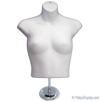 Women's Countertop Shirt Form With Chrome Base - White