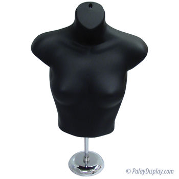 Women's Countertop Shirt Form With Chrome Base - Black