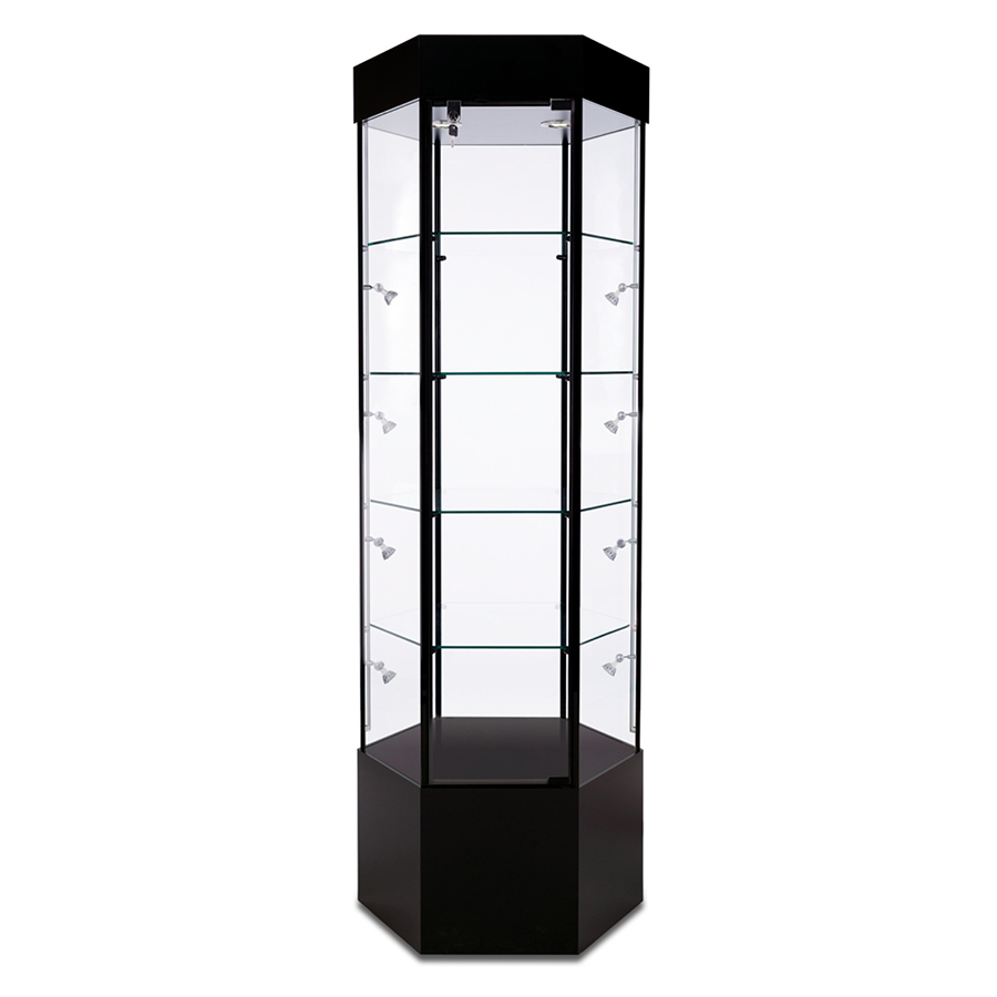 Hexagonal Floor Display Case - Quick Ship Display Case - Hexagonal