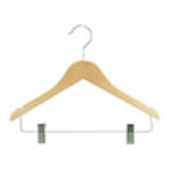 14" Children's Combination - Natural Wood Hanger - Chrome Hook 14" Children's Combination - Natural Wood Hanger - Chrome Hook