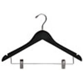 17" Black Combination Hanger with Clips - Chrome Hook