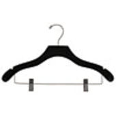 17" Black Combination Hanger with Clips - Chrome Hook