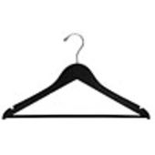 17" Black Suit Hanger with Bar - Chrome Hook