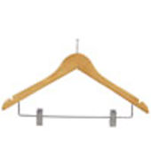 17" Natural Combination Hanger with Clips - Chrome Hook