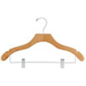 17" Natural Combination Hanger with Clips - Chrome Hook