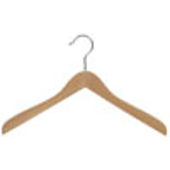17" Natural Coat Wood Hanger - Chrome Hook