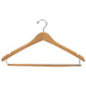 17" Natural Wood Suit Hanger - Chrome Hook