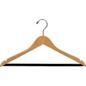 17" Natural Wood Suit Hanger - Chrome Hook