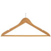 17" Natural Wood Suit Hanger with Bar - Chrome Hook