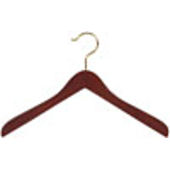 17" Walnut Coat Wood Hanger - Brass Hook