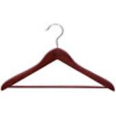 17" Walnut Coat Hanger with Non-Slip Bar - Chrome Hook