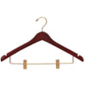 17" Walnut Combination Hanger with Clips - Brass Hook
