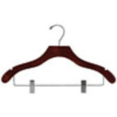 17" Walnut Combination Hanger with Clips - Chrome Hook