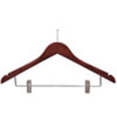 17" Walnut Combination Hanger with Clips - Chrome Hook