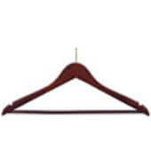 17" Walnut Suit Hanger with Bar - Brass Hook