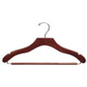 17" Walnut Suit Hanger with Non-Slip Bar - Chrome Hook