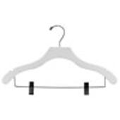 17" White Combination Hanger with Clips - Chrome Hook