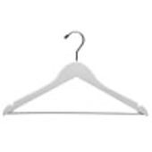 17" White Suit Hanger with Bar - Chrome Hook