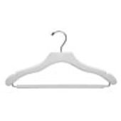 17" White Suit Hanger with Non-Slip Bar - Chrome Hook