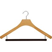 18" Natural Wood Coat Hanger - Chrome Hook