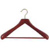 18" Walnut Coat Hanger with Non-Slip Bar - Brass Hook