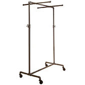 Adjustable Single Rail Pipe Clothing Rack With 2 Cross Bars