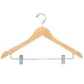 Natural Wood Hangers with Suit Clip