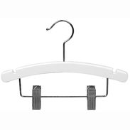 10" Children's Combination - White Wood Hanger - Chrome Hook