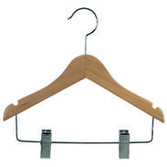 11" Children's Combination  - Natural Wood Hanger - Chrome Hook