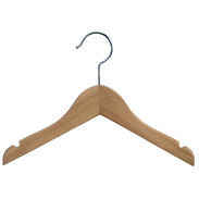 11" Children's Wood Hanger- Natural Wood Hanger - Chrome Hook