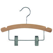 12" Children's Combination  - Natural Wood Hanger - Chrome Hook