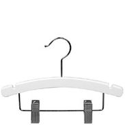 12" Children's Combination - White Wood Hanger - Chrome Hook