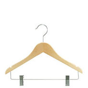 14" Children's Combination  - Natural Wood Hanger - Chrome Hook