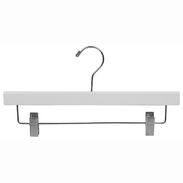 14" White Pant/Skirt Hanger - Chrome Hook