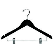 17" Black Combination Hanger with Clips - Chrome Hook