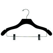 17" Black Combination Hanger with Clips - Chrome Hook