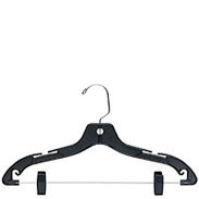 17" Black Plastic Combination Hanger - Chrome Hook