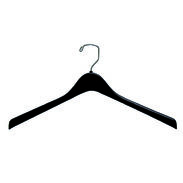 17" Black Plastic Curved Top Hanger - Chrome Hook