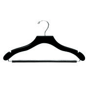 17" Black Suit Hanger with Non-Slip Bar - Chrome Hook