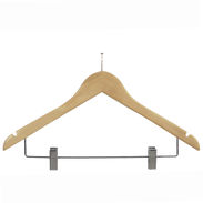 17" Natural Combination Hanger with Clips - Chrome Hook