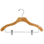 17" Natural Combination Hanger with Clips - Chrome Hook