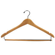 17" Natural Wood Suit Hanger - Chrome Hook
