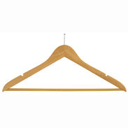 17" Natural Wood Suit Hanger with Bar - Chrome Hook