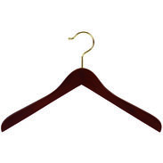 17" Walnut Coat Wood Hanger - Brass Hook