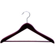 17" Walnut Coat Hanger with Non-Slip Bar - Chrome Hook