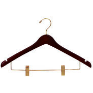 17" Walnut Combination Hanger with Clips - Brass Hook