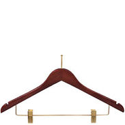 17" Walnut Combination Hanger with Clips - Brass Hook