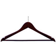 17" Walnut Suit Hanger with Bar - Chrome Hook