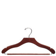 17" Walnut Suit Hanger with Non-Slip Bar - Chrome Hook