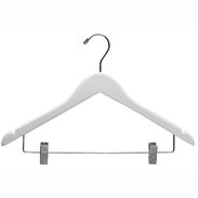 17" White Combination Hanger with Clips - Chrome Hook
